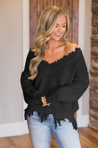 Edge Fray Relaxed Sweater