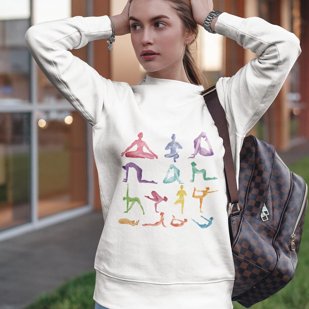 Yoga Themed Crewneck Sweatshirt – Find Comfort in Every Pose