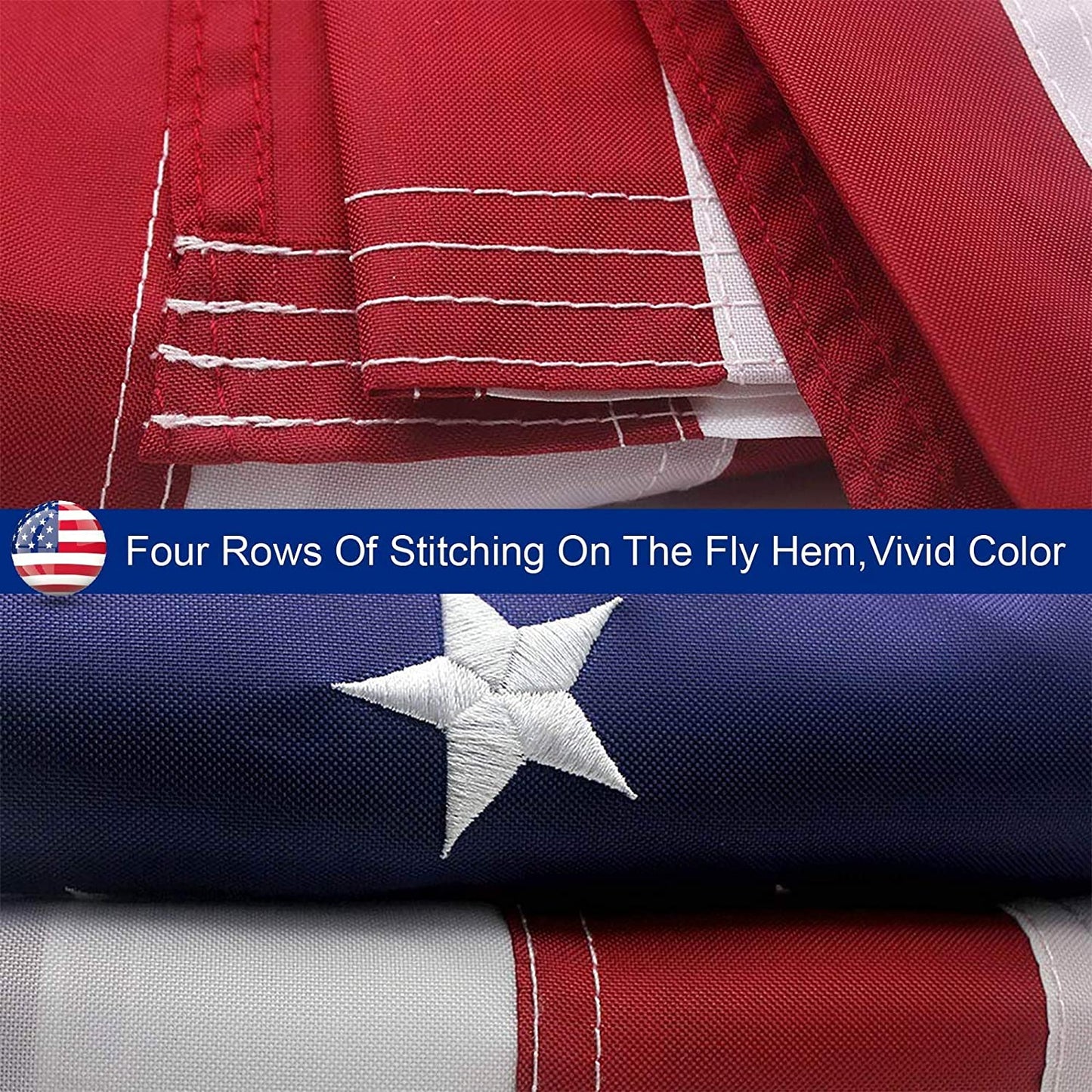 American Flag - Outdoor Heavy Duty Embroidered Stars with Brass Grommets | Fade Resistant & All-Weather UV Protection