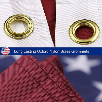 American Flag - Outdoor Heavy Duty Embroidered Stars with Brass Grommets | Fade Resistant & All-Weather UV Protection