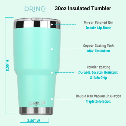 DRINCO® 30oz Insulated Tumbler Spill Proof Lid w/2 Straws (Teal)