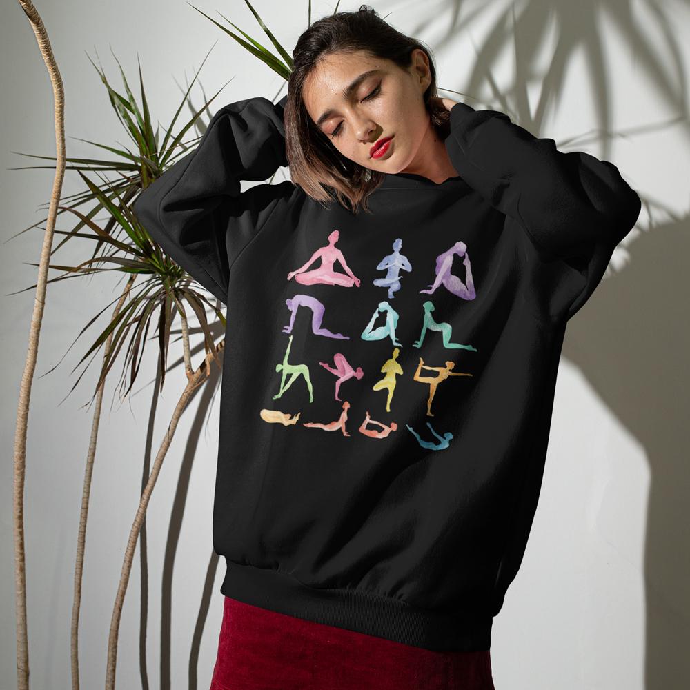 Yoga Themed Crewneck Sweatshirt – Find Comfort in Every Pose