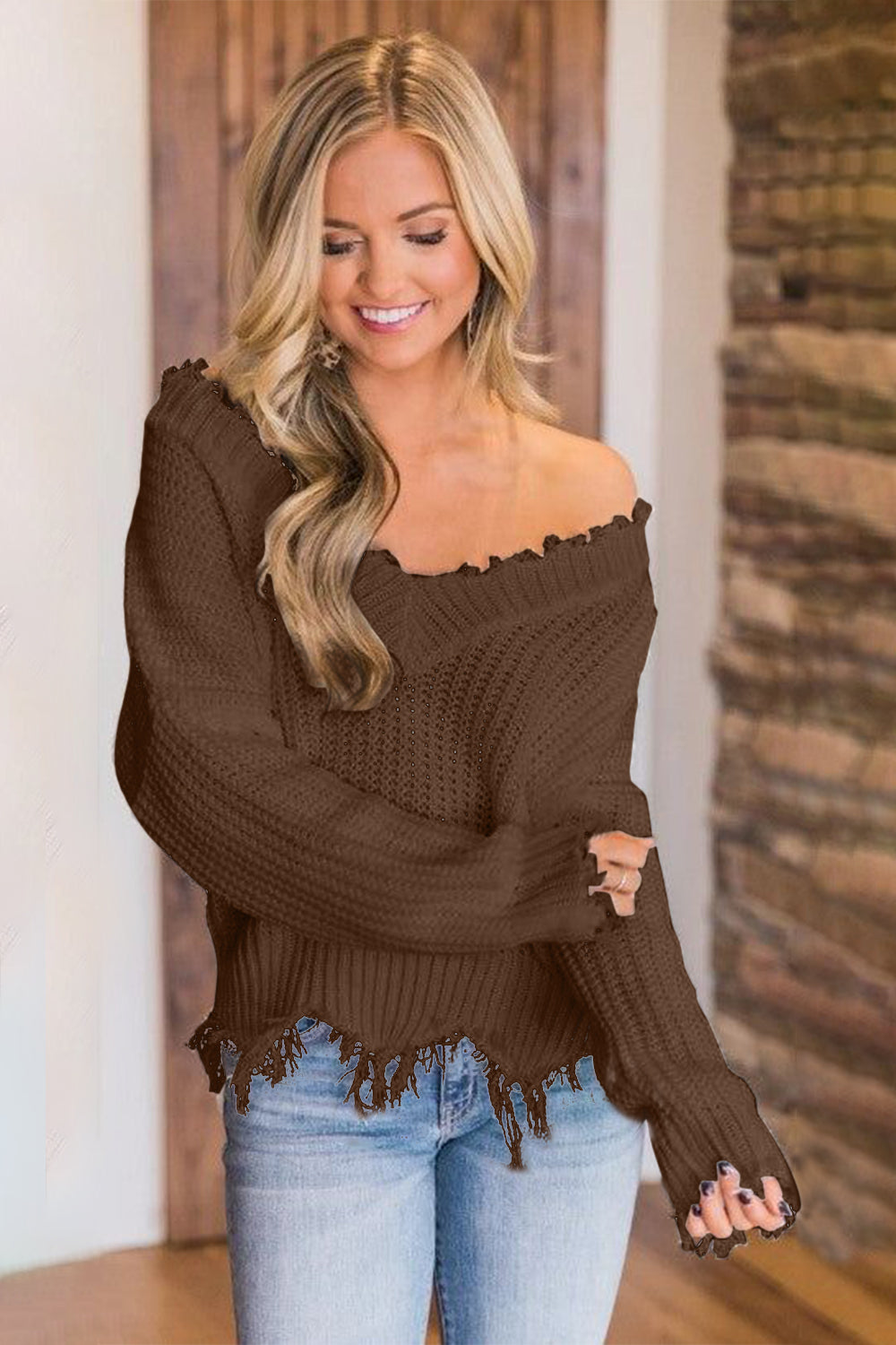 Edge Fray Relaxed Sweater