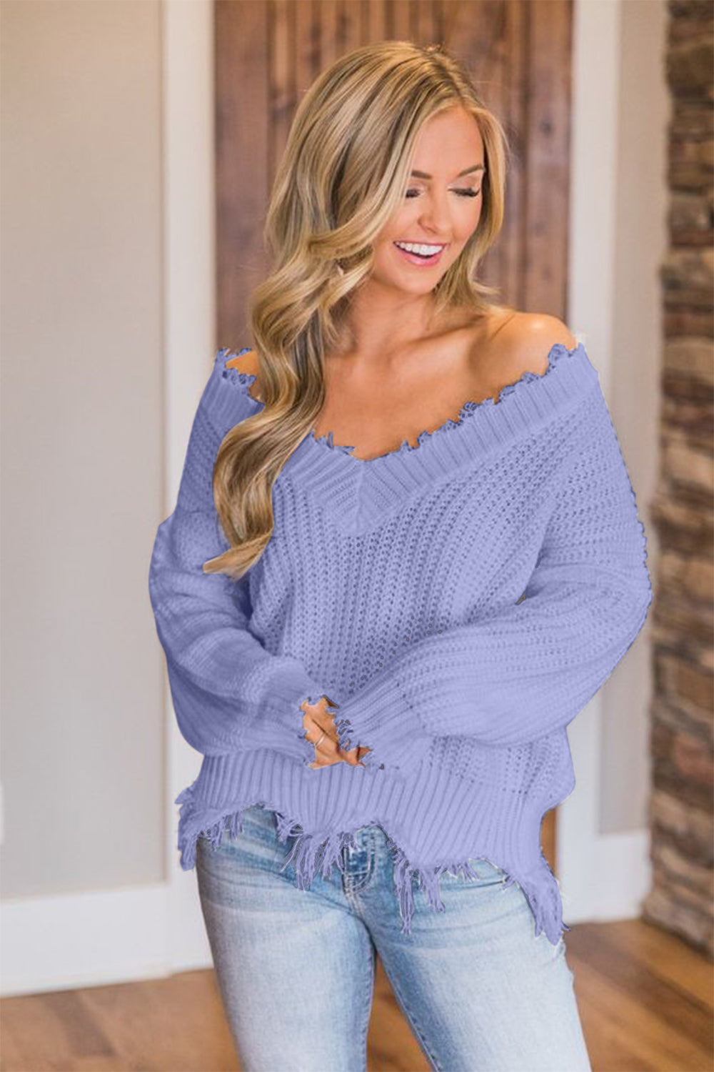 Edge Fray Relaxed Sweater