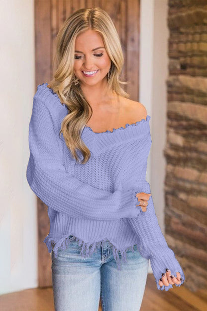 Edge Fray Relaxed Sweater