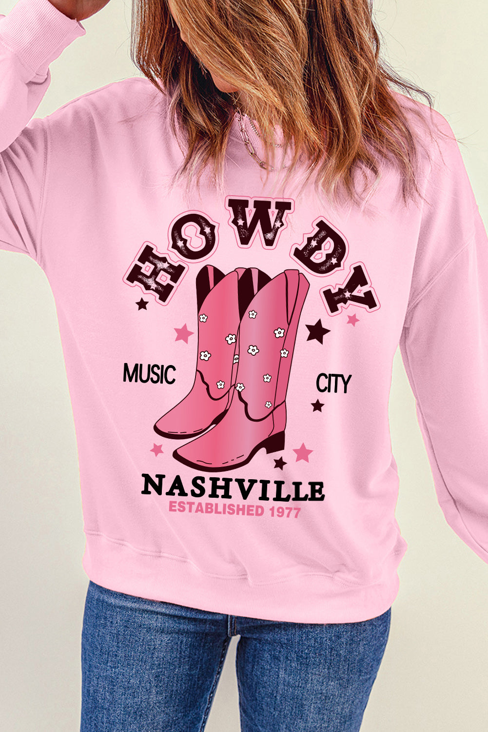 Howdy Cowboy Graphic Dropped Shoulder Sweatshirt