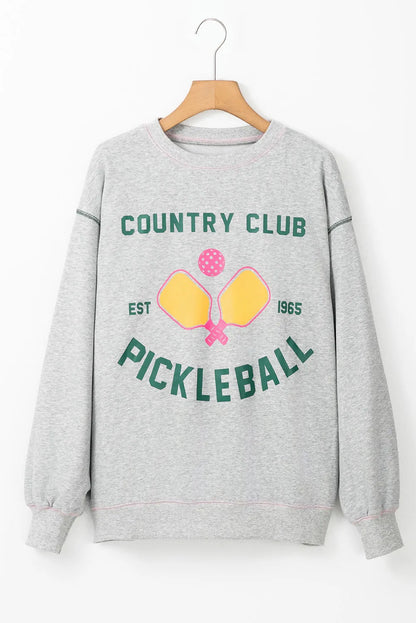 Pickleball Round Neck Dropped Shoulder Sweatshirt