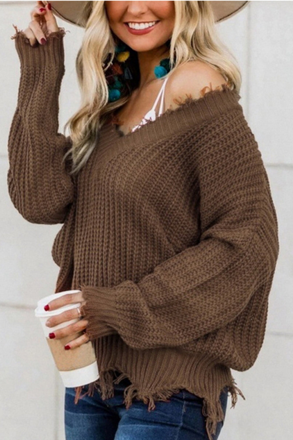 Edge Fray Relaxed Sweater