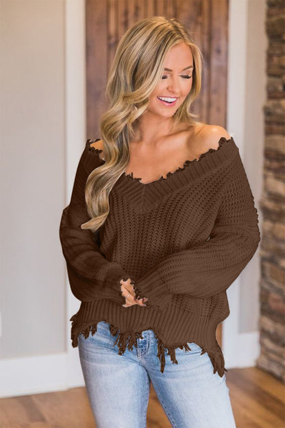 Edge Fray Relaxed Sweater